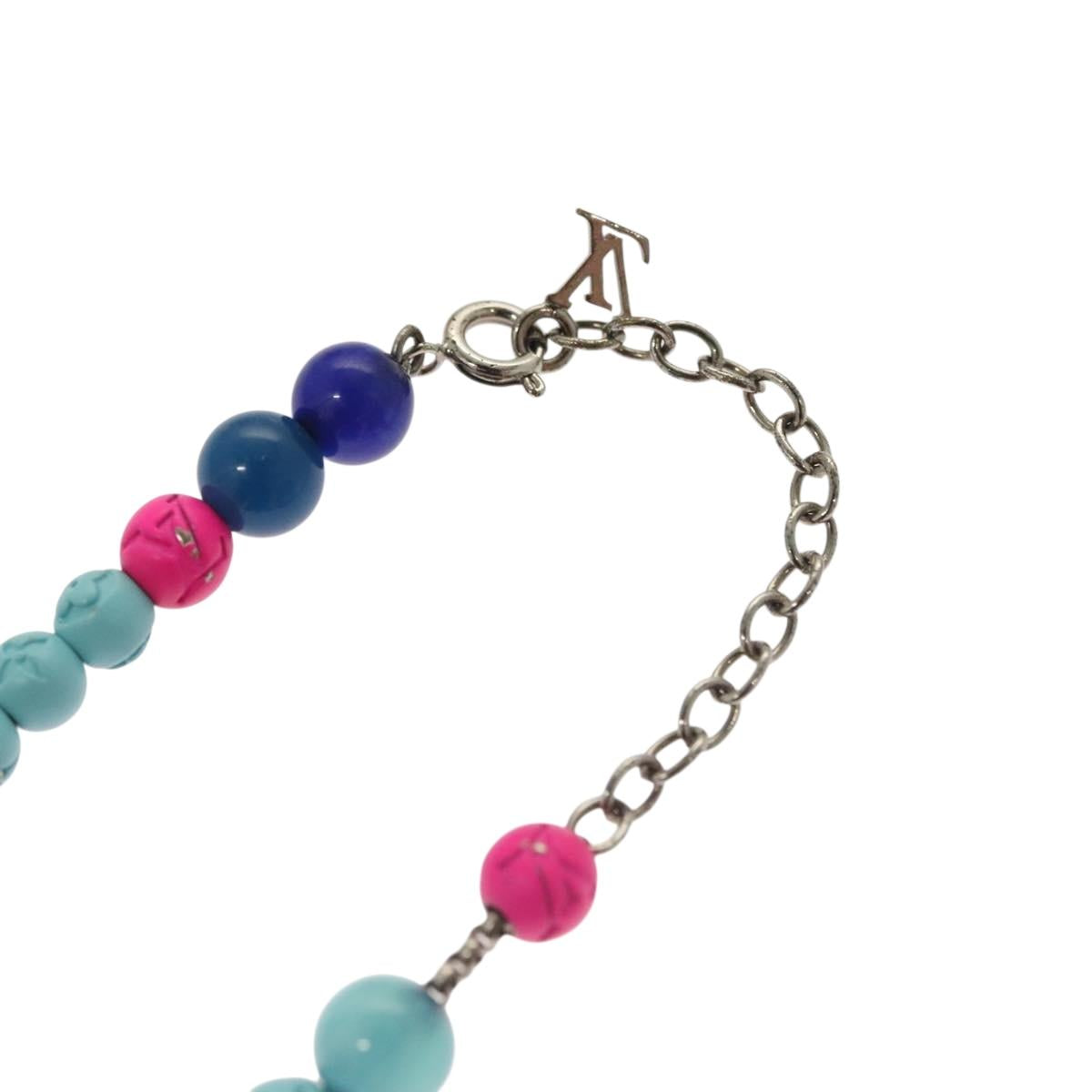 LOUIS VUITTON Brass Beads Bracelet metal Light Blue MP2938 LV Auth 136336