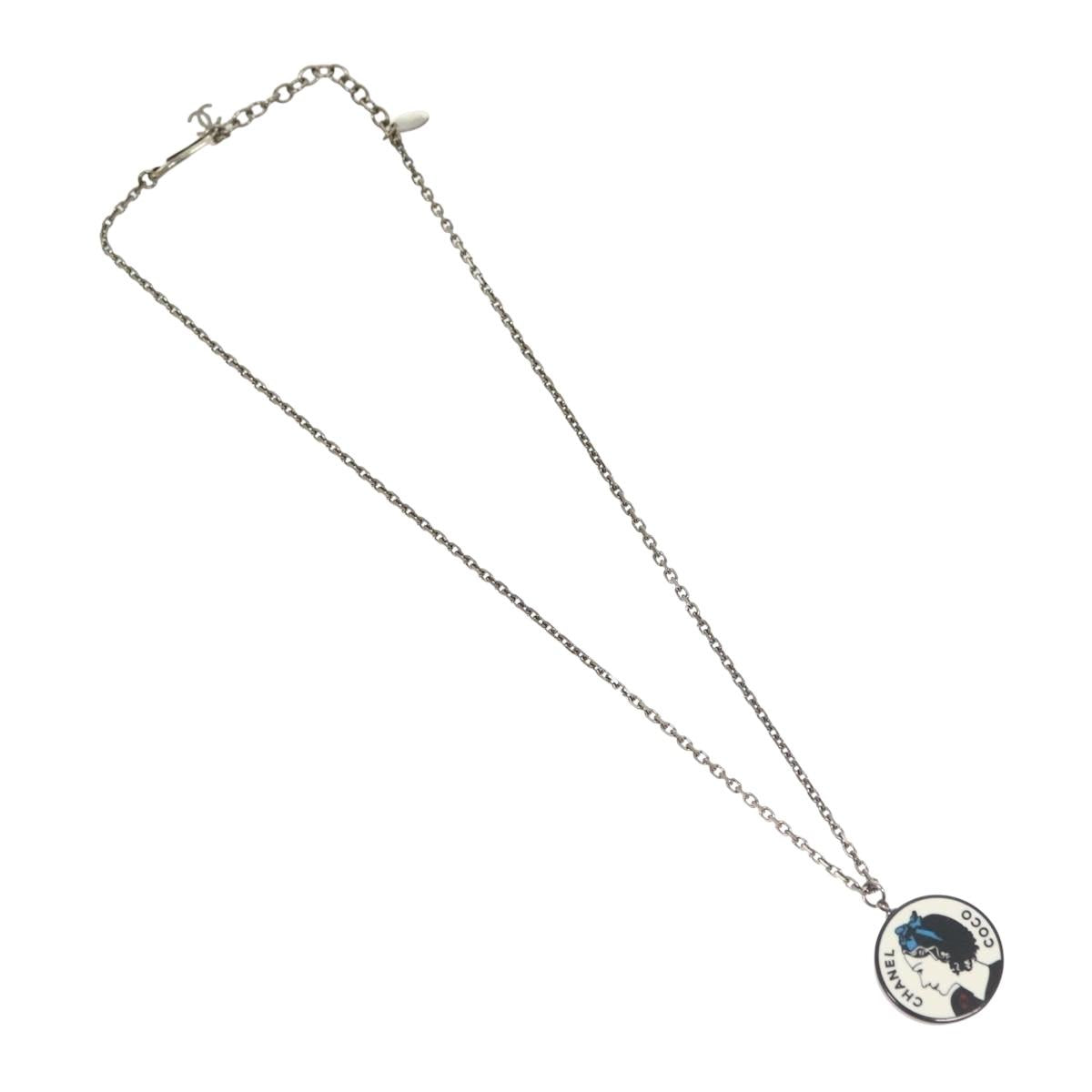 CHANEL Necklace metal Black CC Auth 136337