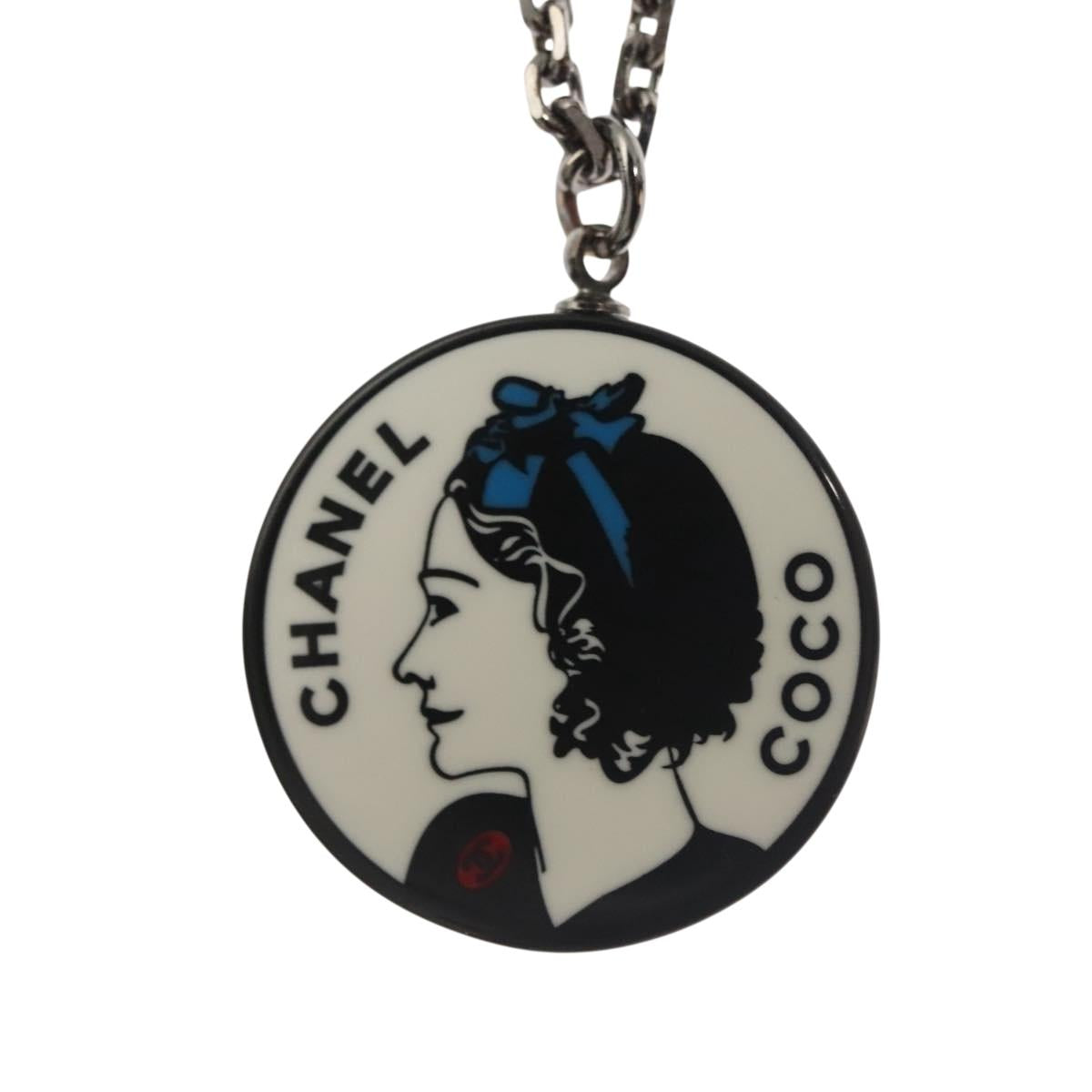 CHANEL Necklace metal Black CC Auth 136337