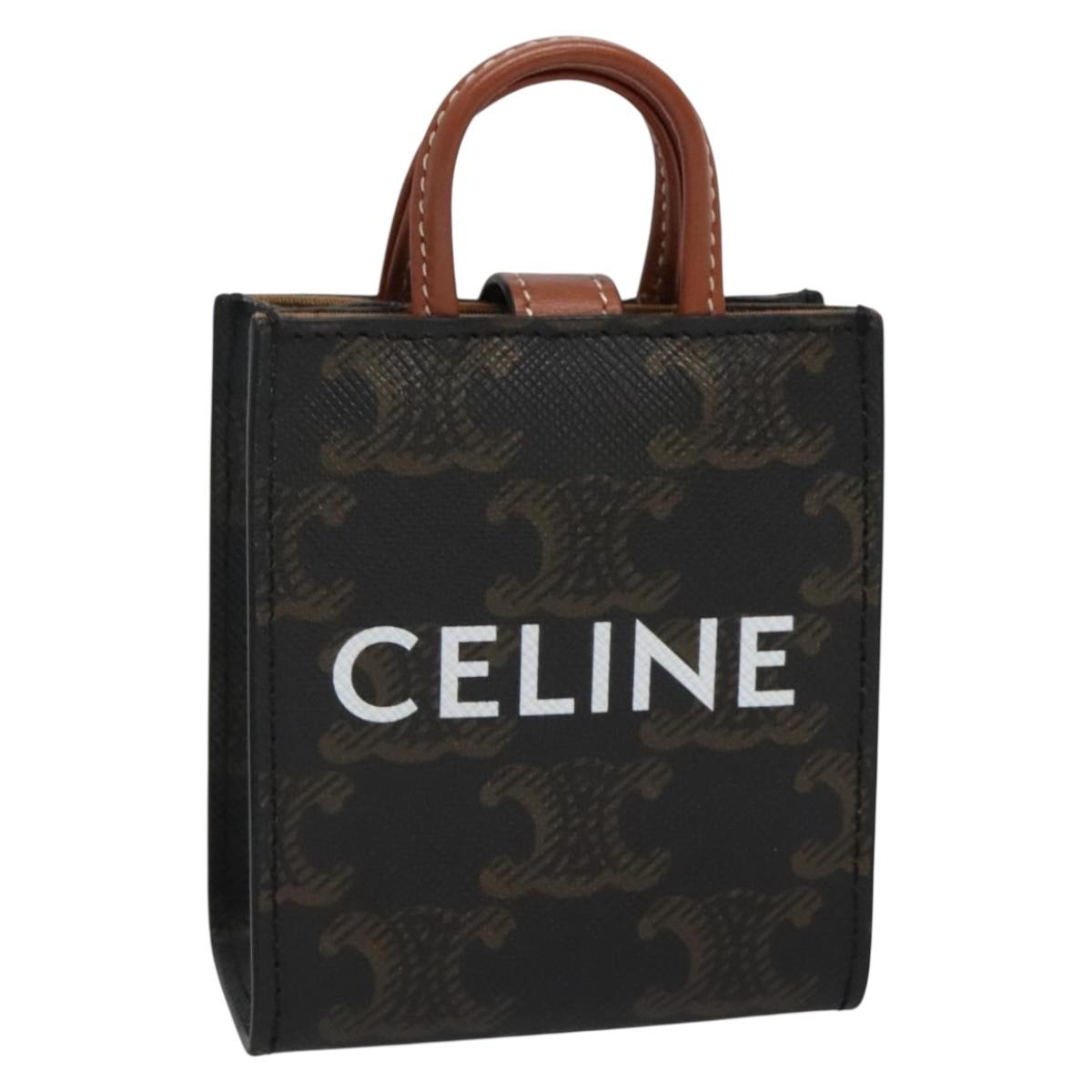 CELINE Triomphe Key Case PVC Black Gold Auth 136339