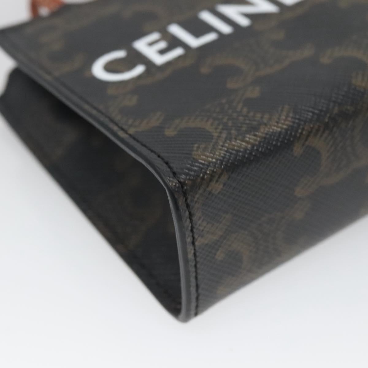 CELINE Triomphe Key Case PVC Black Gold Auth 136339