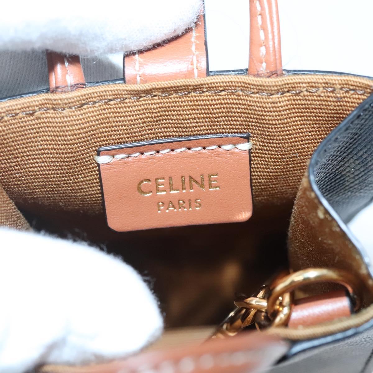 CELINE Triomphe Key Case PVC Black Gold Auth 136339