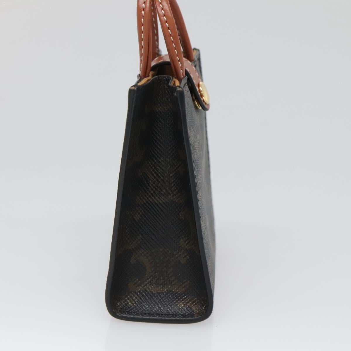 CELINE Triomphe Key Case PVC Black Gold Auth 136339