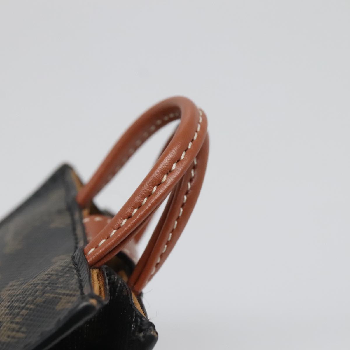 CELINE Triomphe Key Case PVC Black Gold Auth 136339