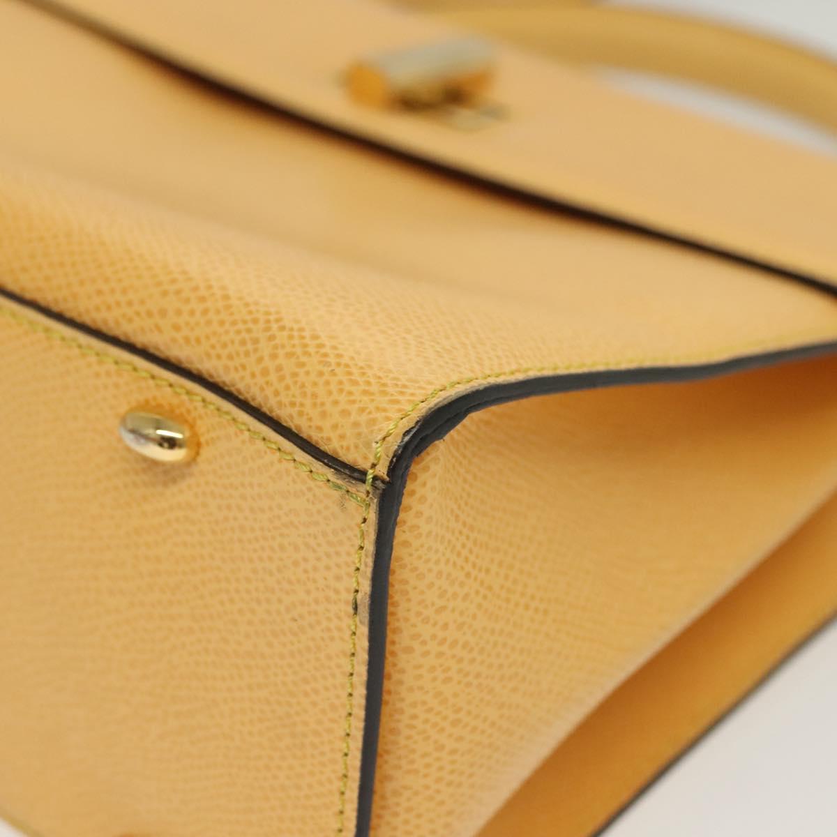 CELINE Hand Bag Leather 2way Yellow Auth 136390