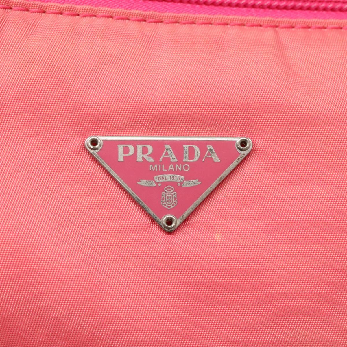 PRADA Accessory Pouch Nylon Pink Silver Auth 136404