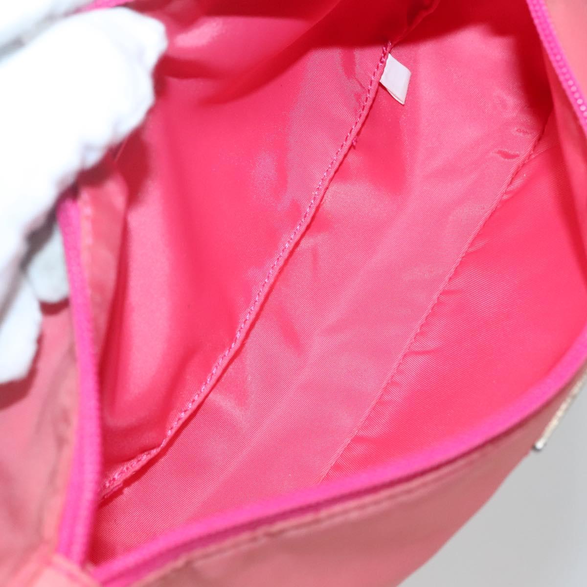 PRADA Accessory Pouch Nylon Pink Silver Auth 136404