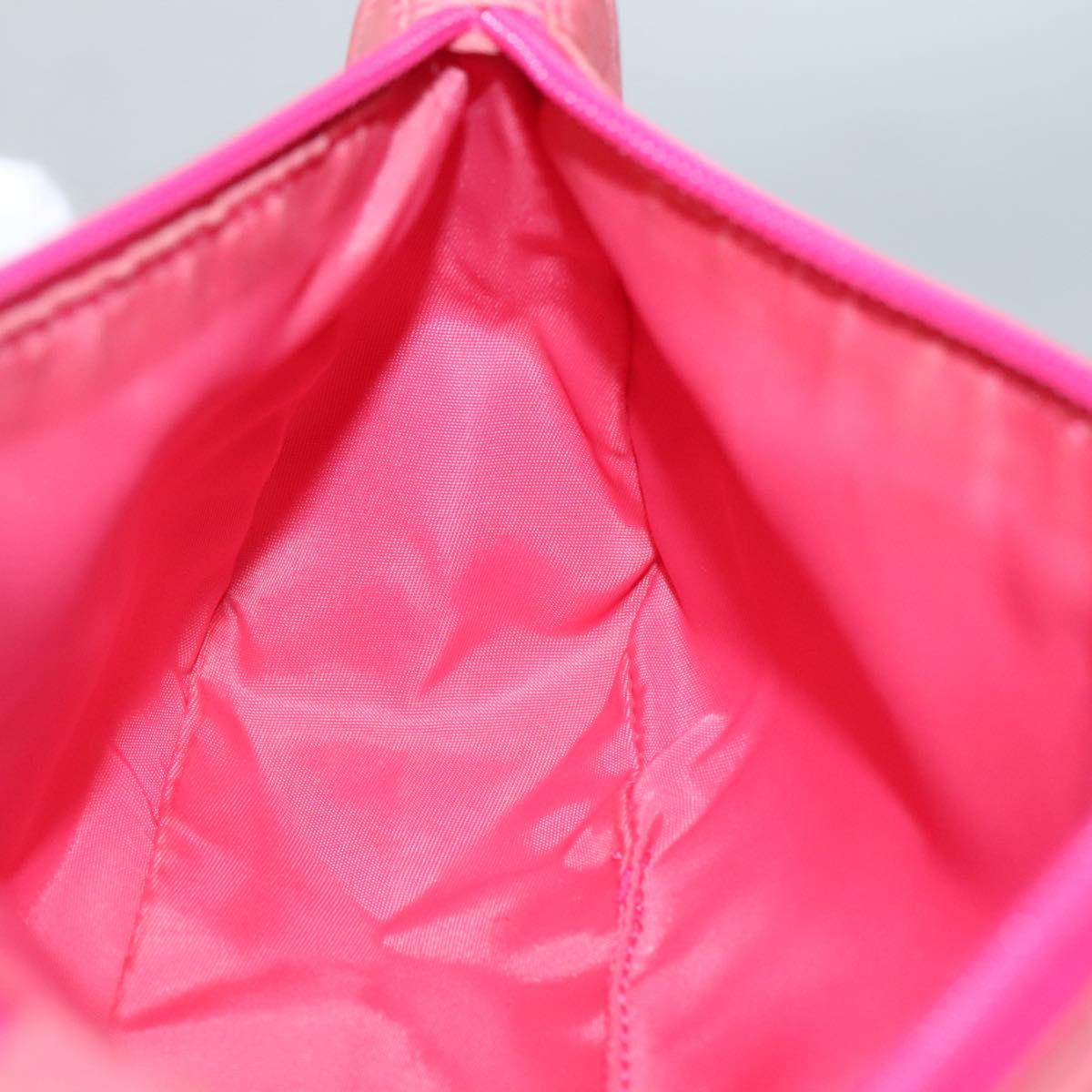 PRADA Accessory Pouch Nylon Pink Silver Auth 136404