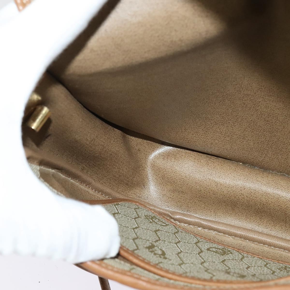 Christian Dior Honeycomb Canvas Shoulder Bag PVC Beige Gold Auth 136410