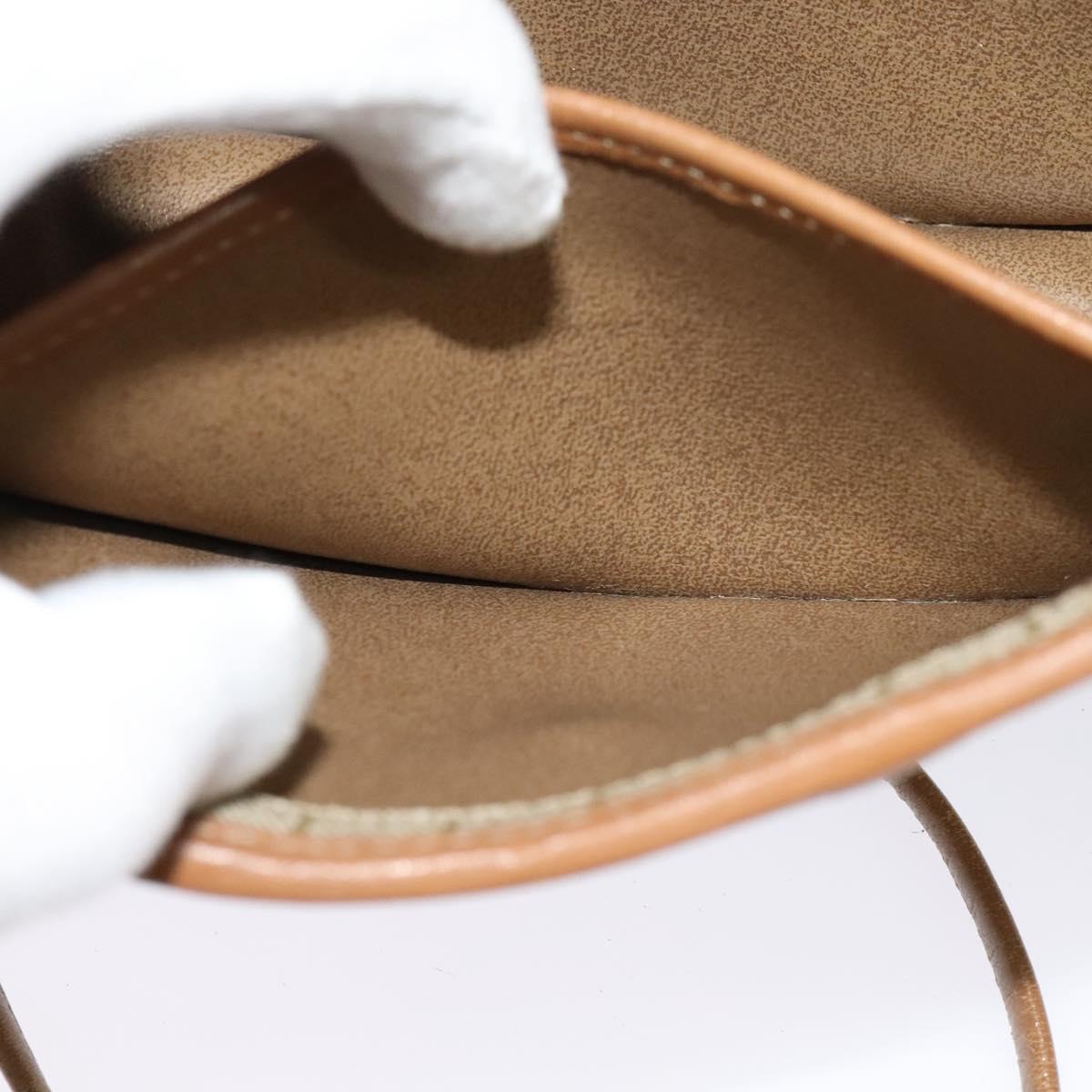 Christian Dior Honeycomb Canvas Shoulder Bag PVC Beige Gold Auth 136410
