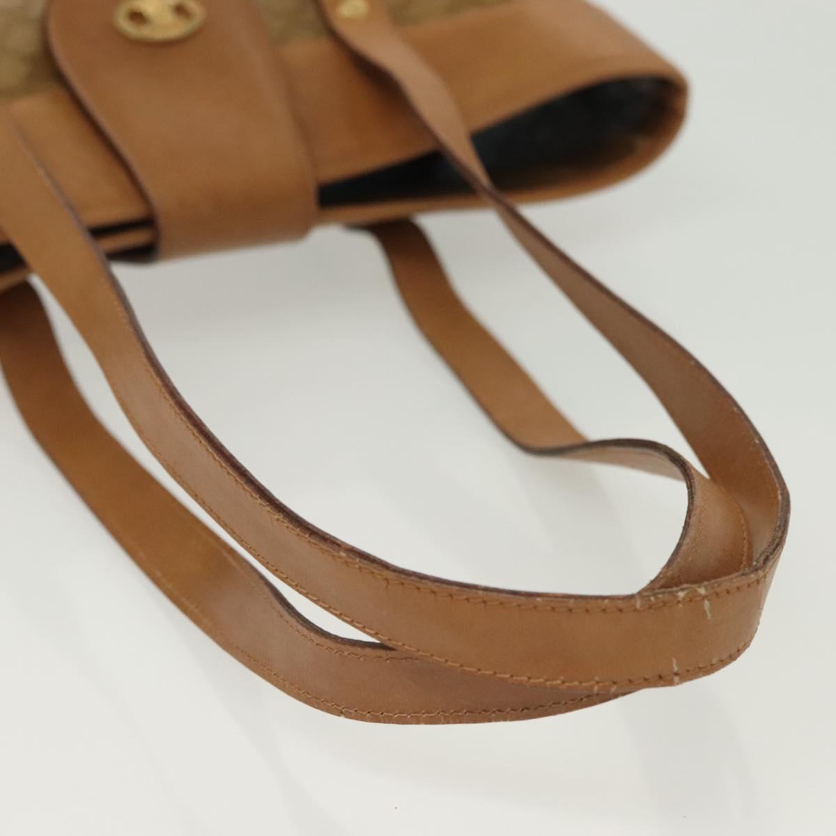CELINE Macadam Canvas Tote Bag PVC Beige Gold Auth 136444