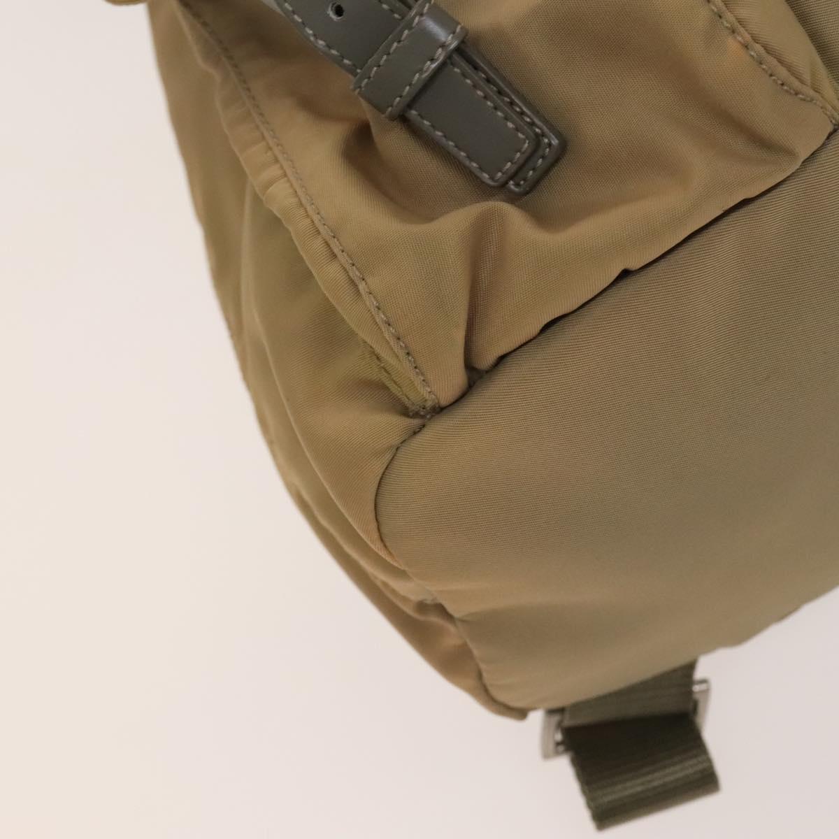 PRADA Backpack Nylon Beige Silver Auth 136445