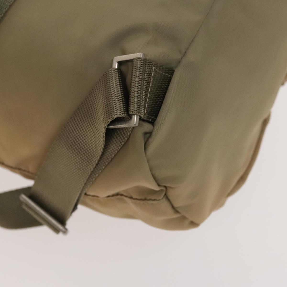 PRADA Backpack Nylon Beige Silver Auth 136445