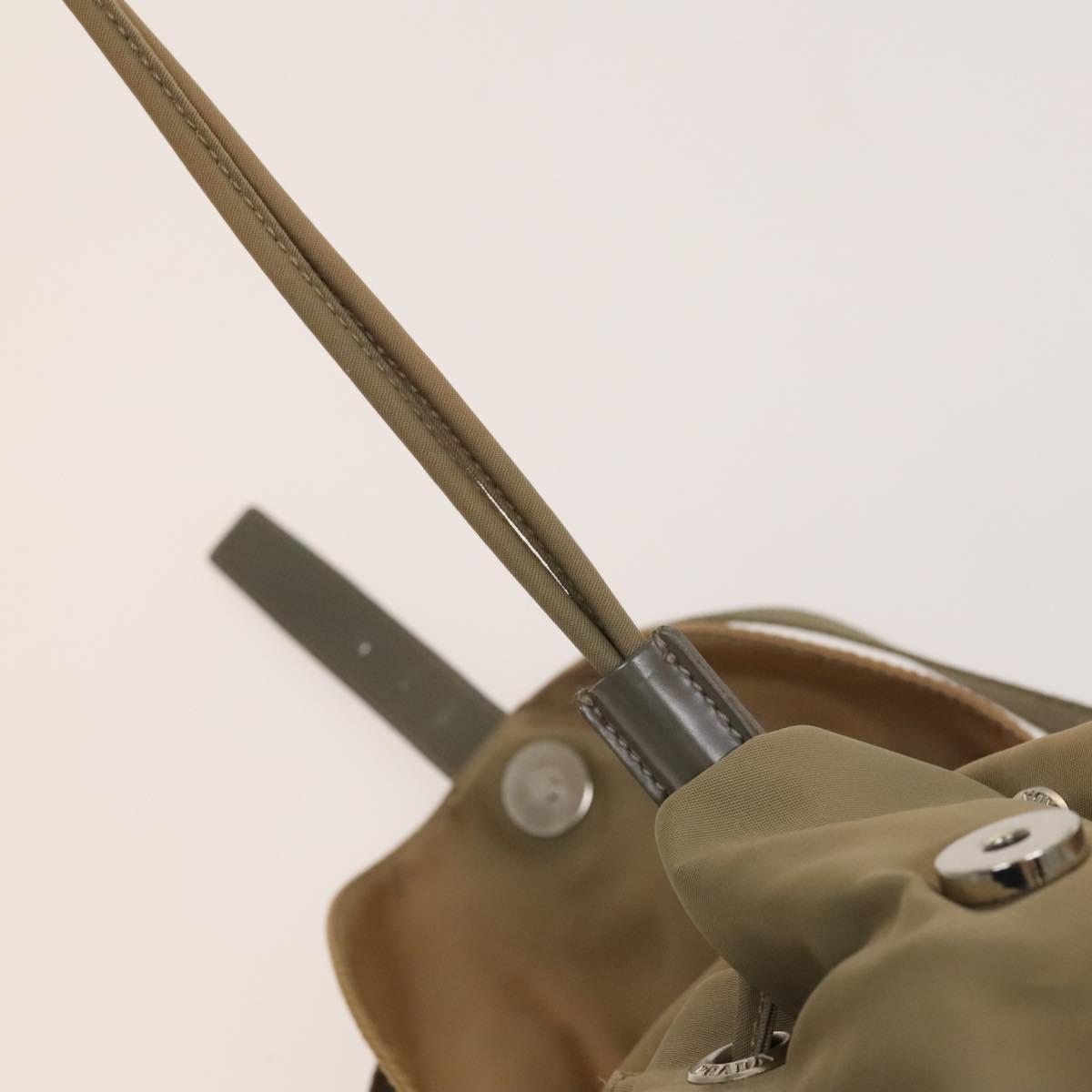 PRADA Backpack Nylon Beige Silver Auth 136445