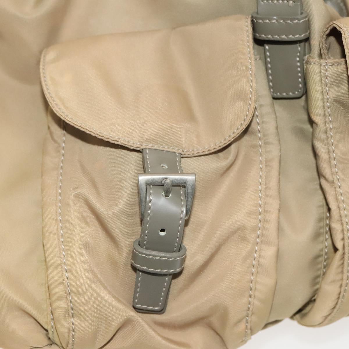 PRADA Backpack Nylon Beige Silver Auth 136445