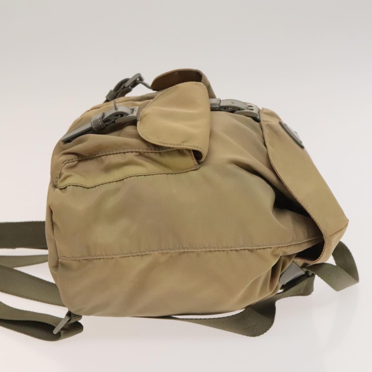 PRADA Backpack Nylon Beige Silver Auth 136445