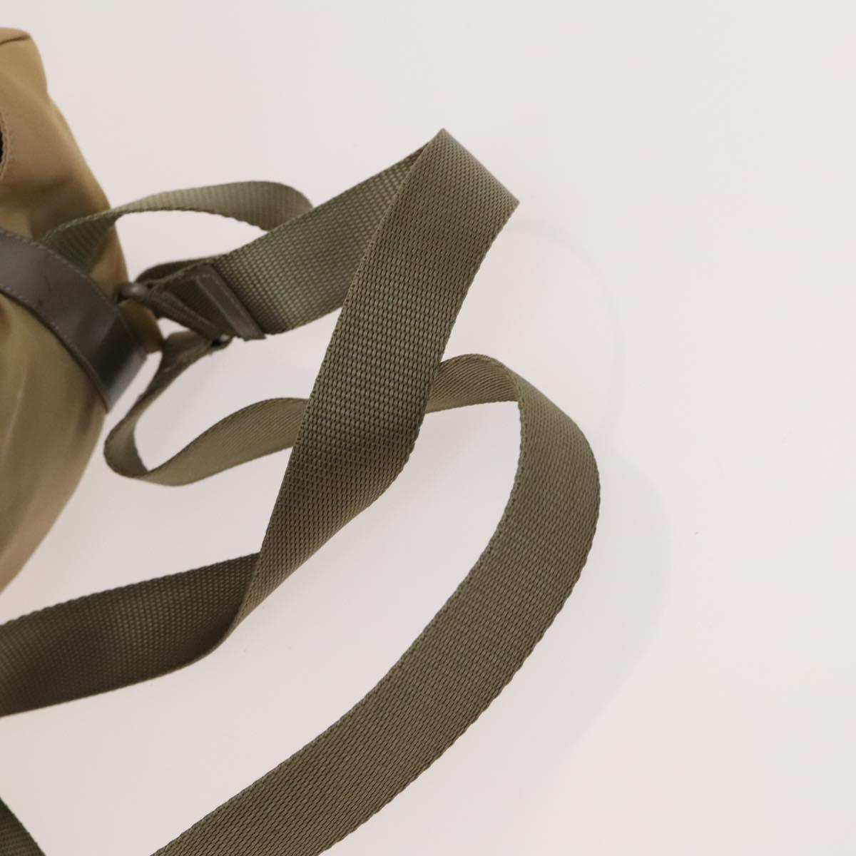 PRADA Backpack Nylon Beige Silver Auth 136445