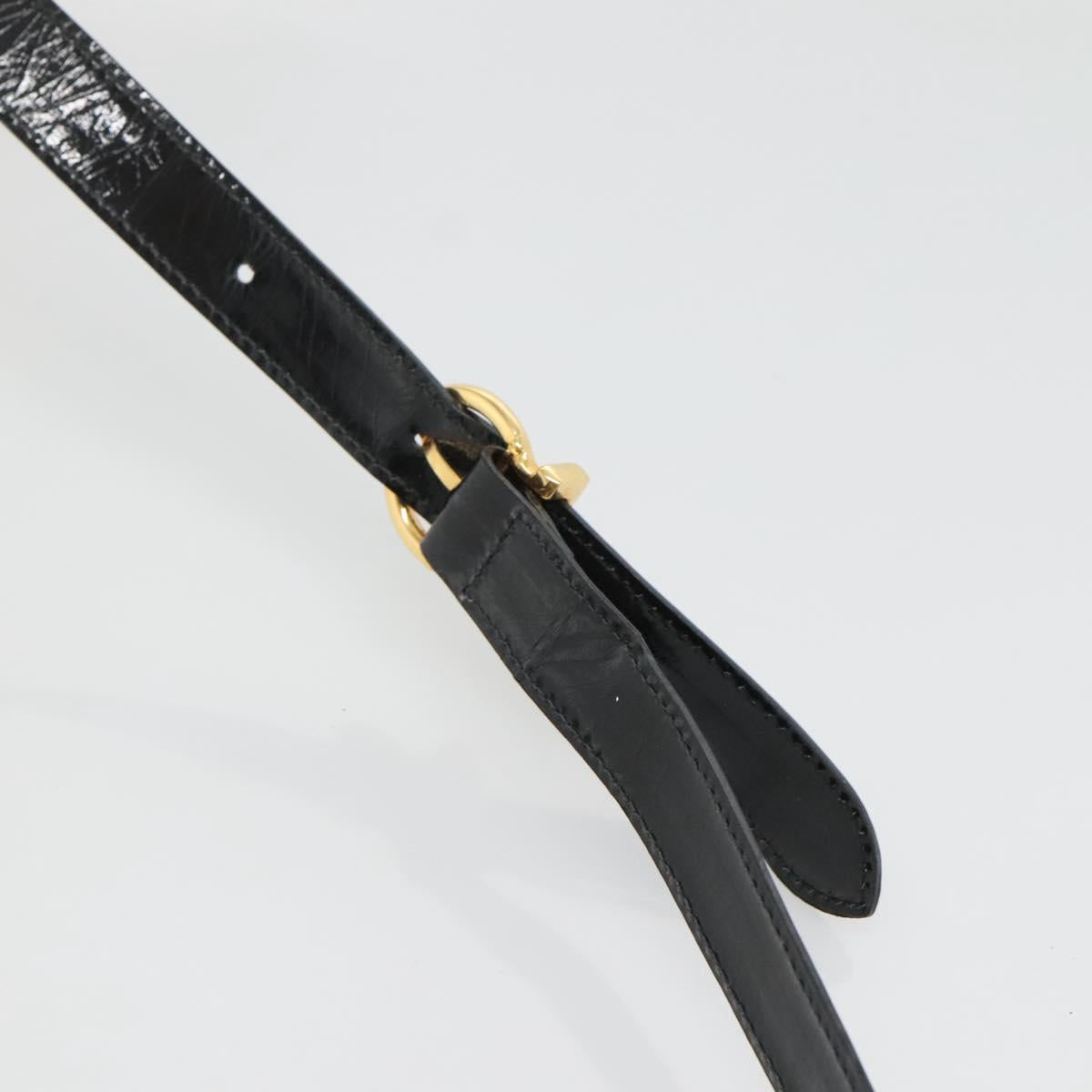 Salvatore Ferragamo Gancini Hand Bag Patent leather 2way Black Gold Auth 136446