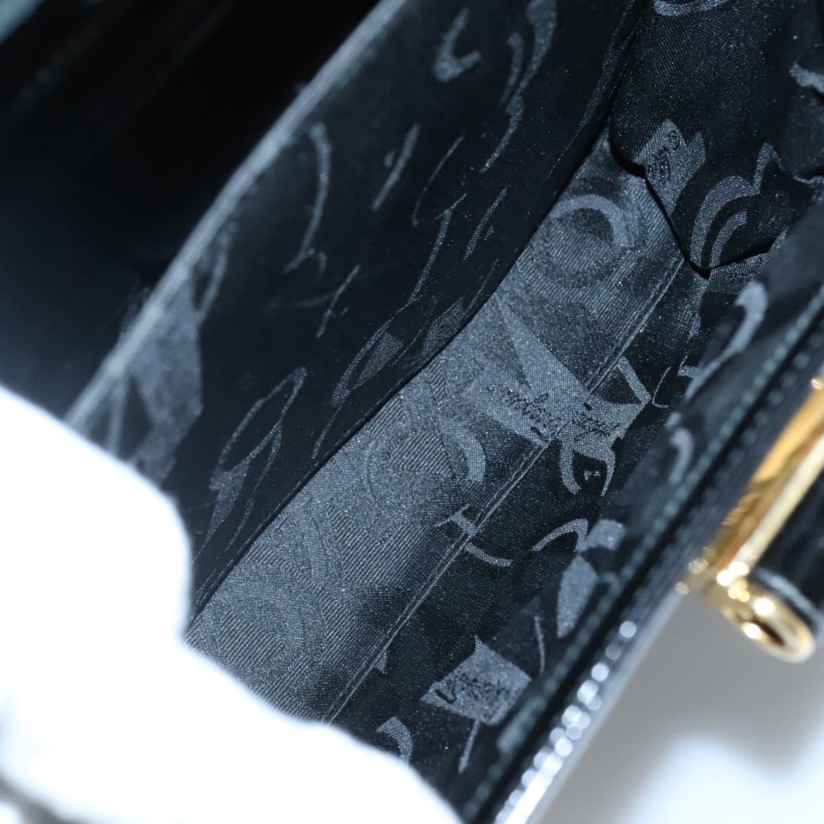 Salvatore Ferragamo Gancini Hand Bag Patent leather 2way Black Gold Auth 136446