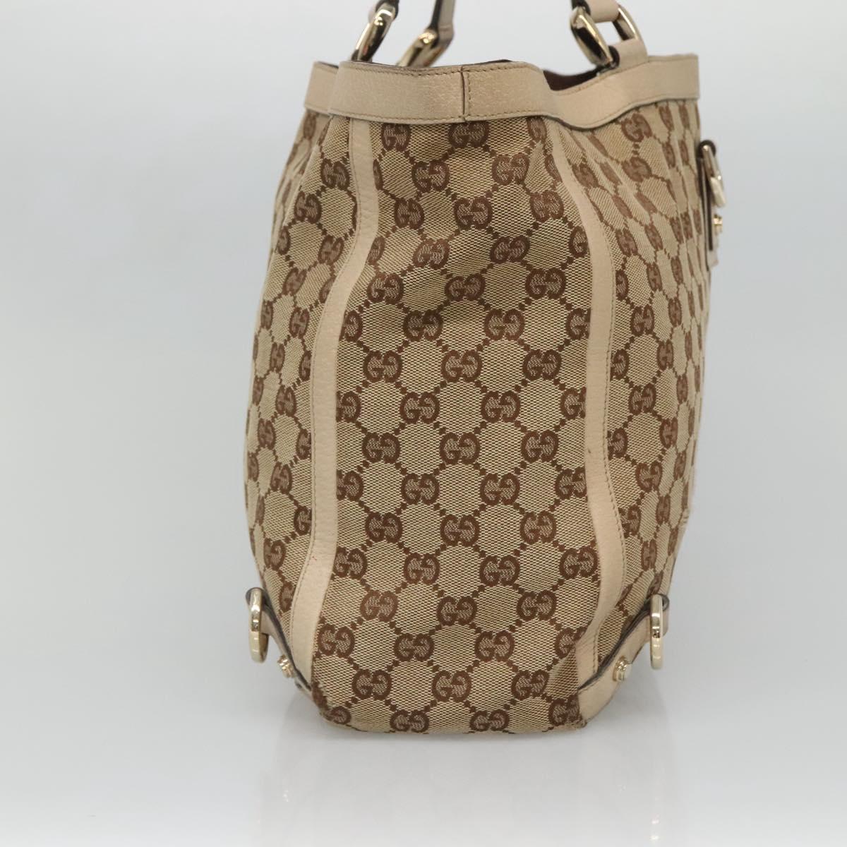 GUCCI GG Canvas Abbey Tote Bag Beige Gold 141472 Auth 136455