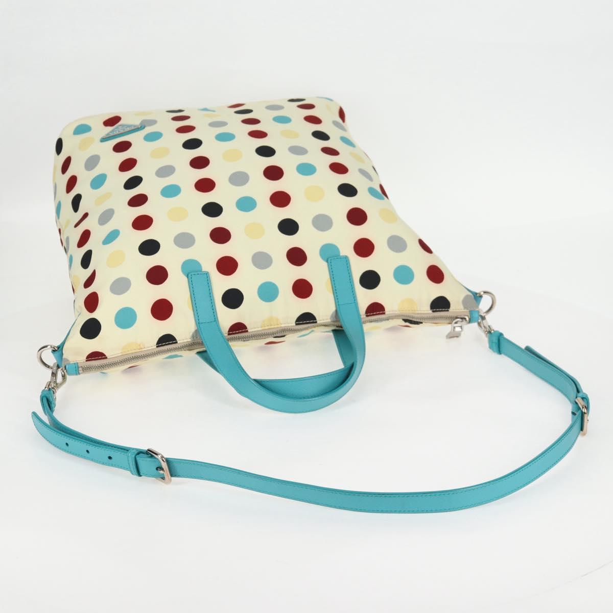 PRADA Hand Bag Nylon 2way White Silver Auth 136458