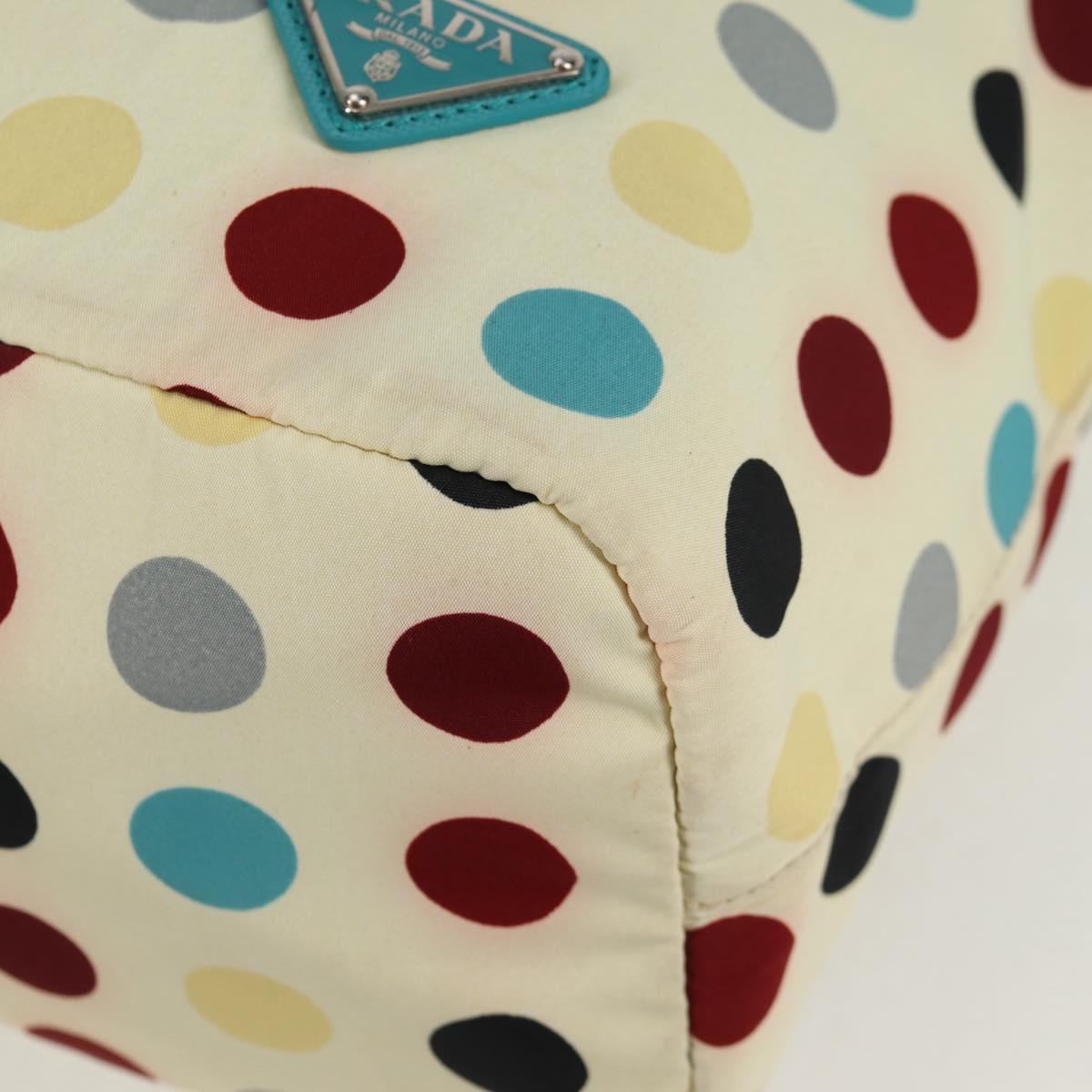 PRADA Hand Bag Nylon 2way White Silver Auth 136458