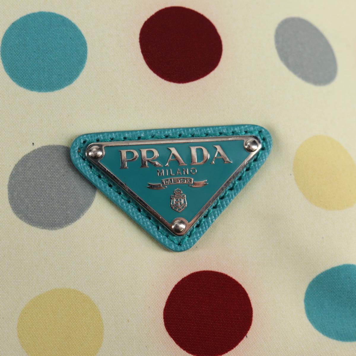 PRADA Hand Bag Nylon 2way White Silver Auth 136458