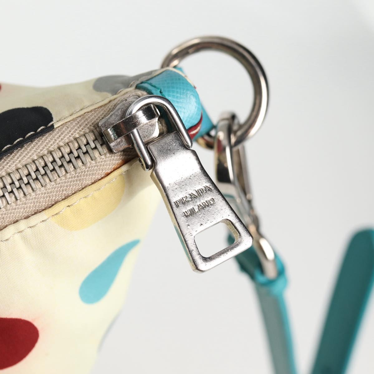 PRADA Hand Bag Nylon 2way White Silver Auth 136458