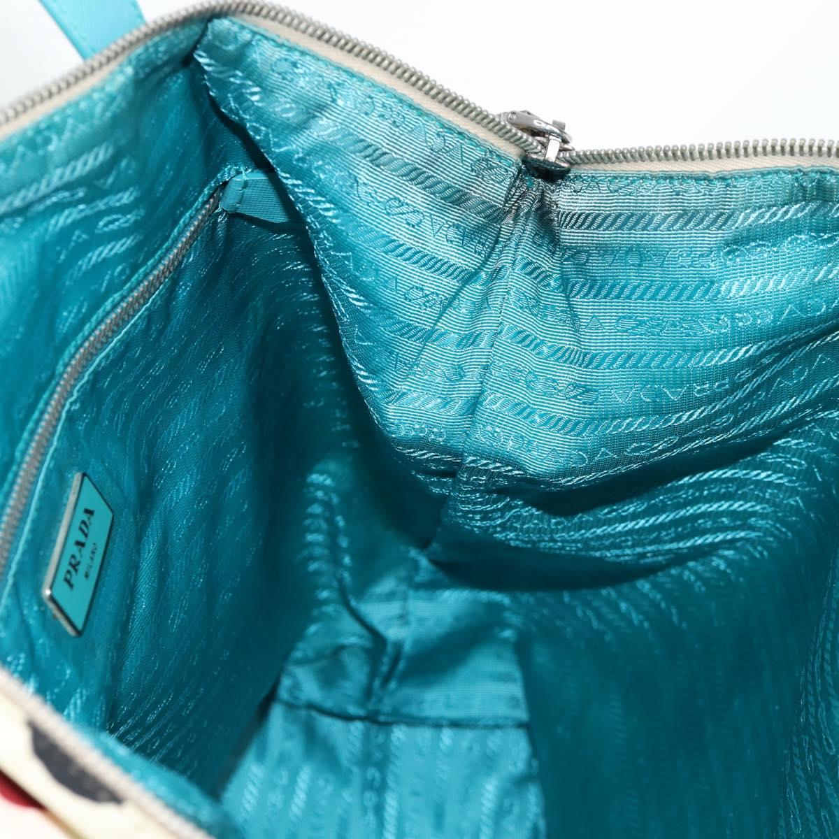 PRADA Hand Bag Nylon 2way White Silver Auth 136458