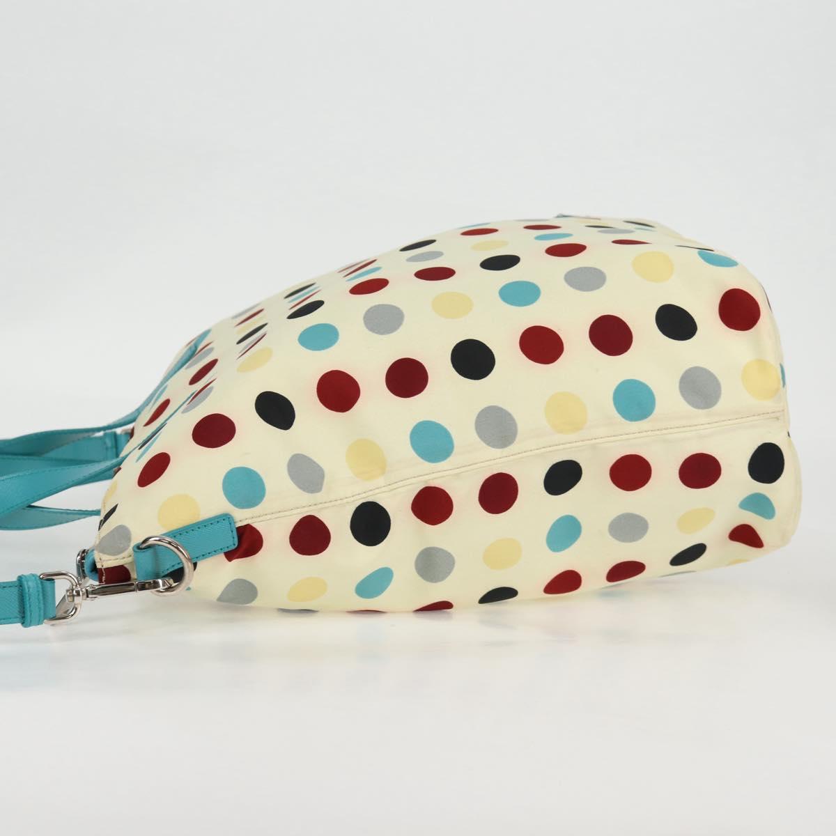 PRADA Hand Bag Nylon 2way White Silver Auth 136458