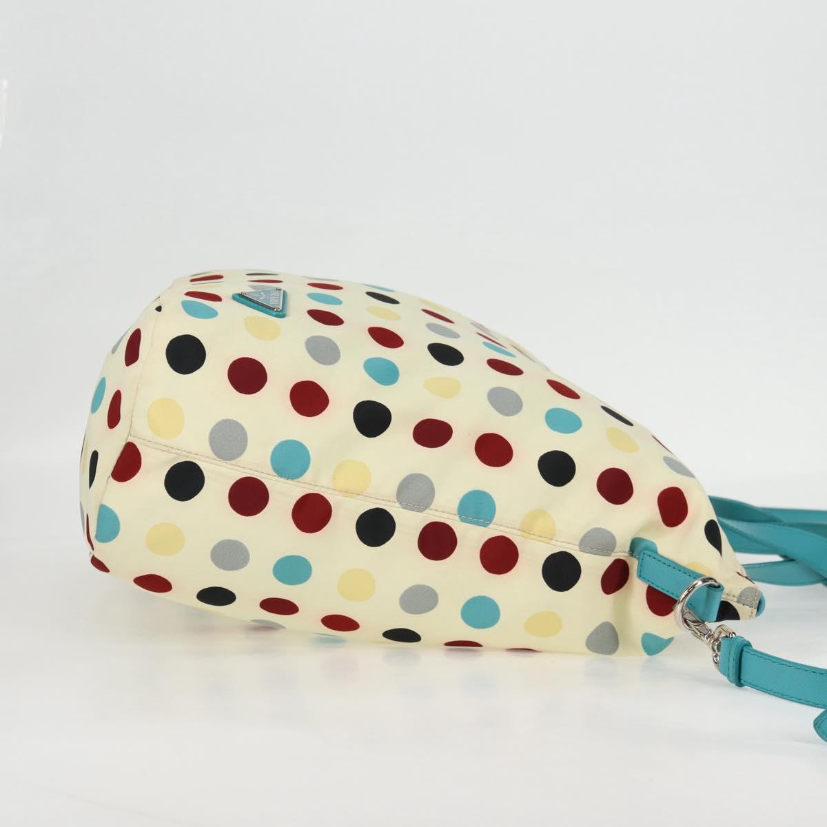 PRADA Hand Bag Nylon 2way White Silver Auth 136458