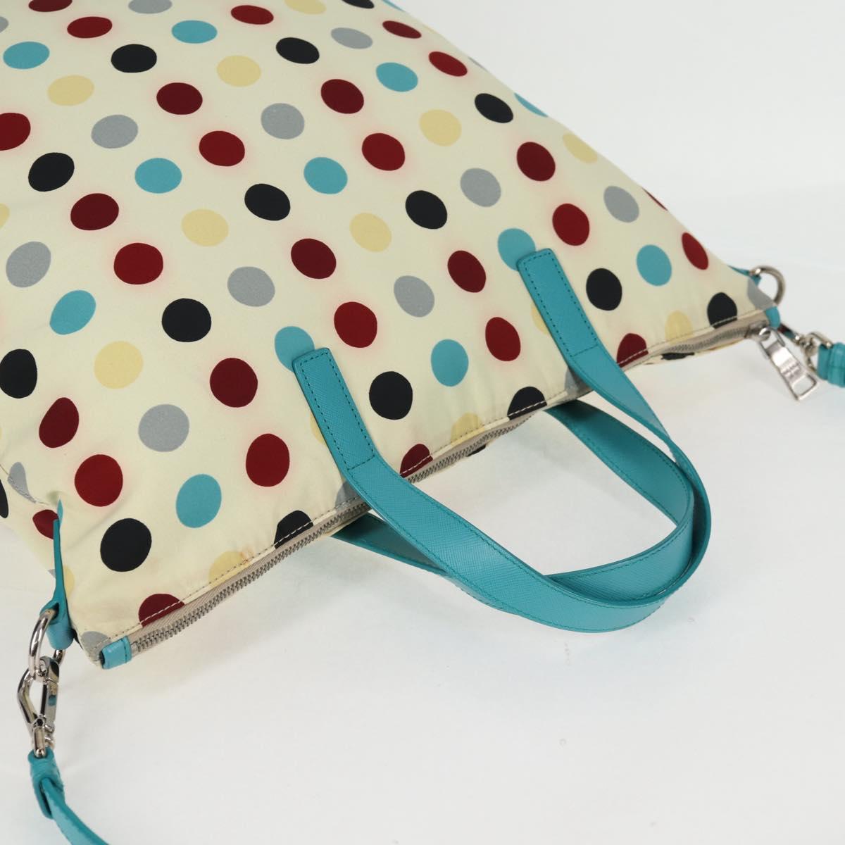 PRADA Hand Bag Nylon 2way White Silver Auth 136458