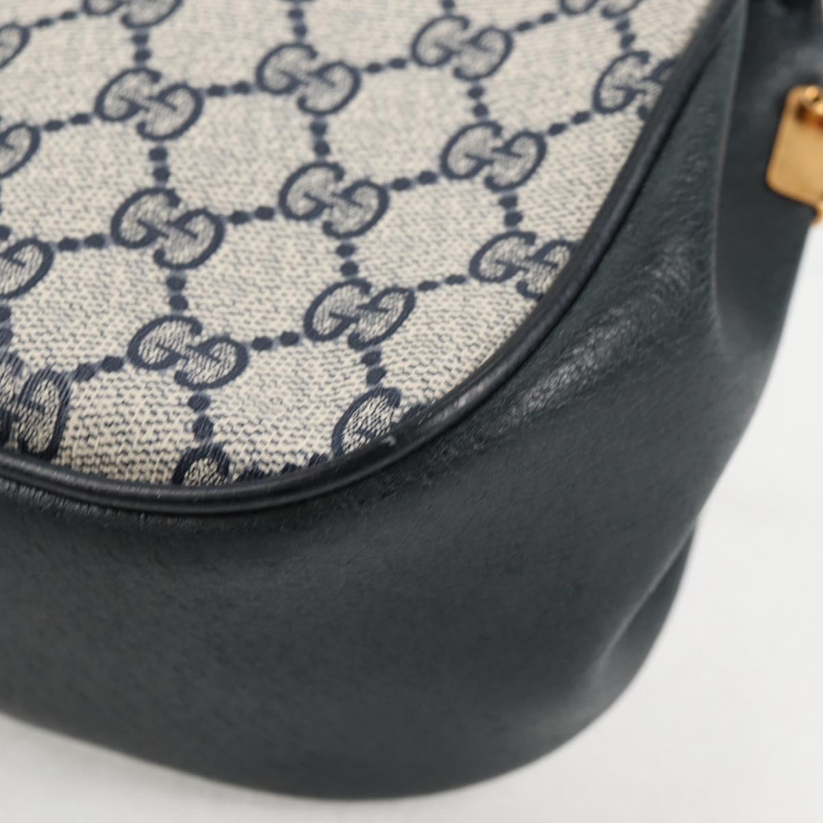 GUCCI GG Supreme Sherry Line Shoulder Bag PVC Navy Gold 72 02 024 Auth 136472