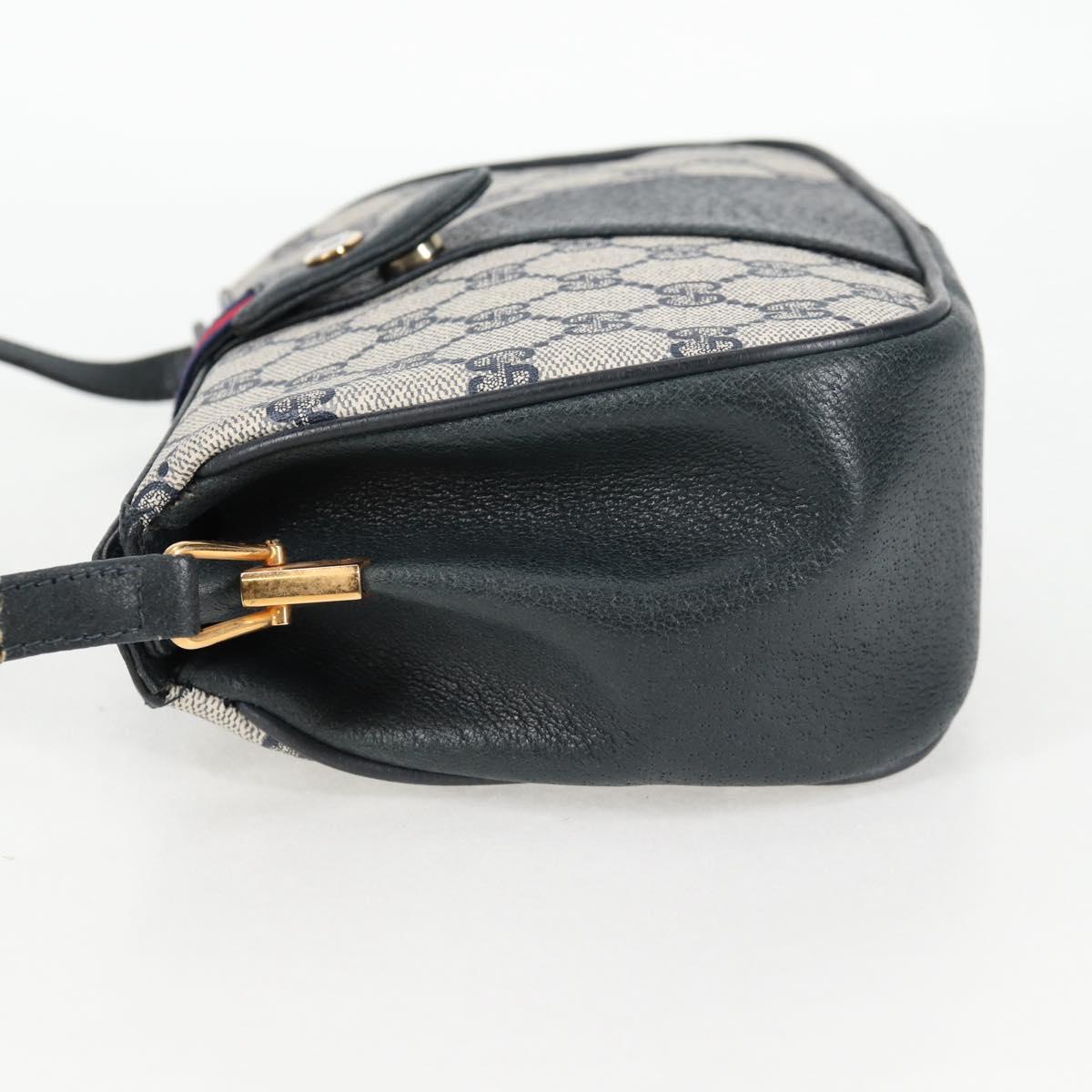 GUCCI GG Supreme Sherry Line Shoulder Bag PVC Navy Gold 72 02 024 Auth 136472