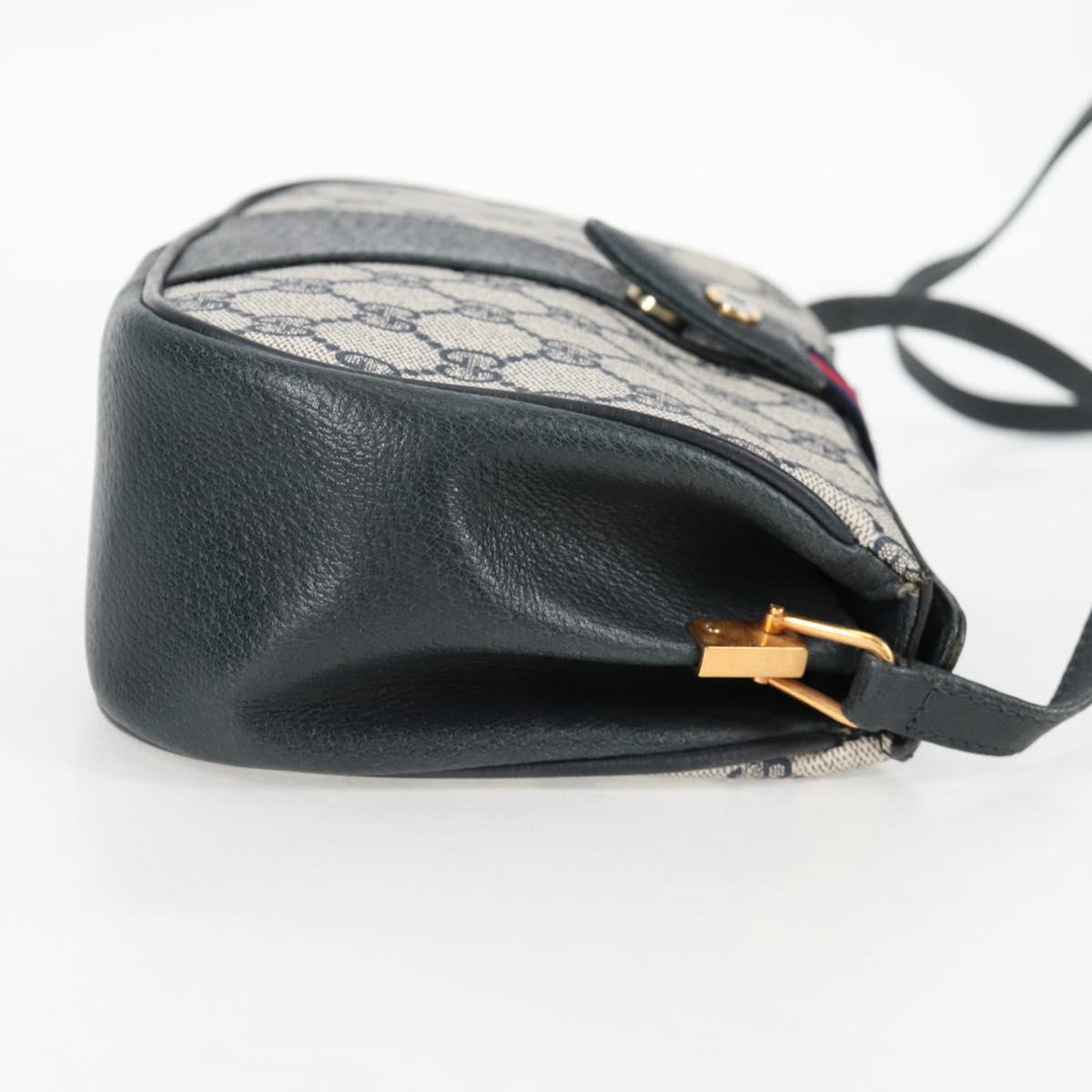 GUCCI GG Supreme Sherry Line Shoulder Bag PVC Navy Gold 72 02 024 Auth 136472