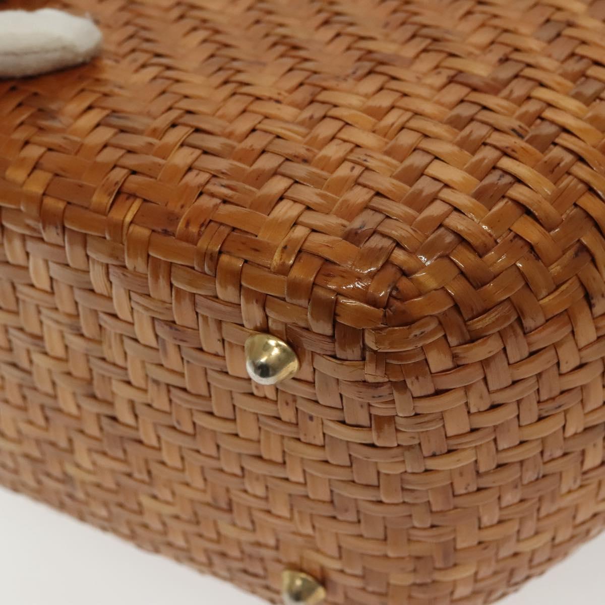 Salvatore Ferragamo Straw Bag Hand Bag Raffia Brown Gold Auth 136476