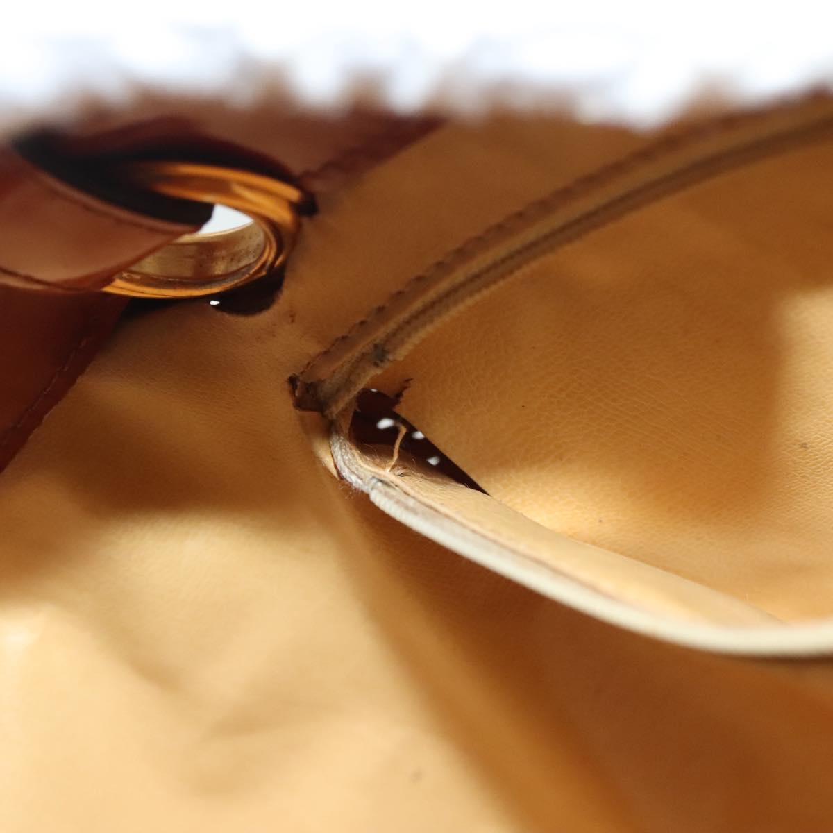 Salvatore Ferragamo Straw Bag Hand Bag Raffia Brown Gold Auth 136476