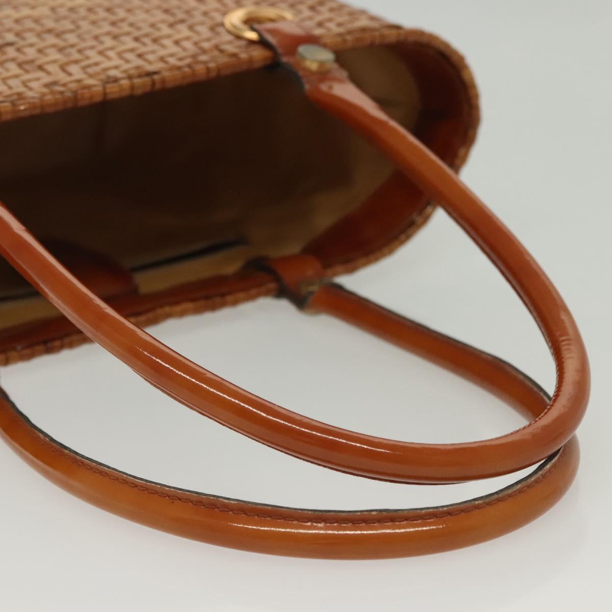 Salvatore Ferragamo Straw Bag Hand Bag Raffia Brown Gold Auth 136476