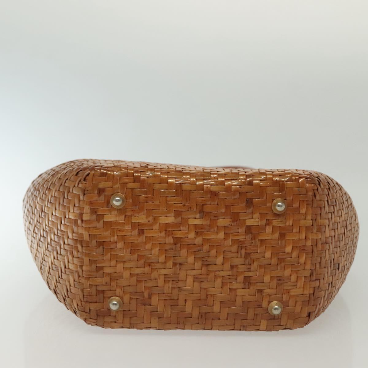 Salvatore Ferragamo Straw Bag Hand Bag Raffia Brown Gold Auth 136476