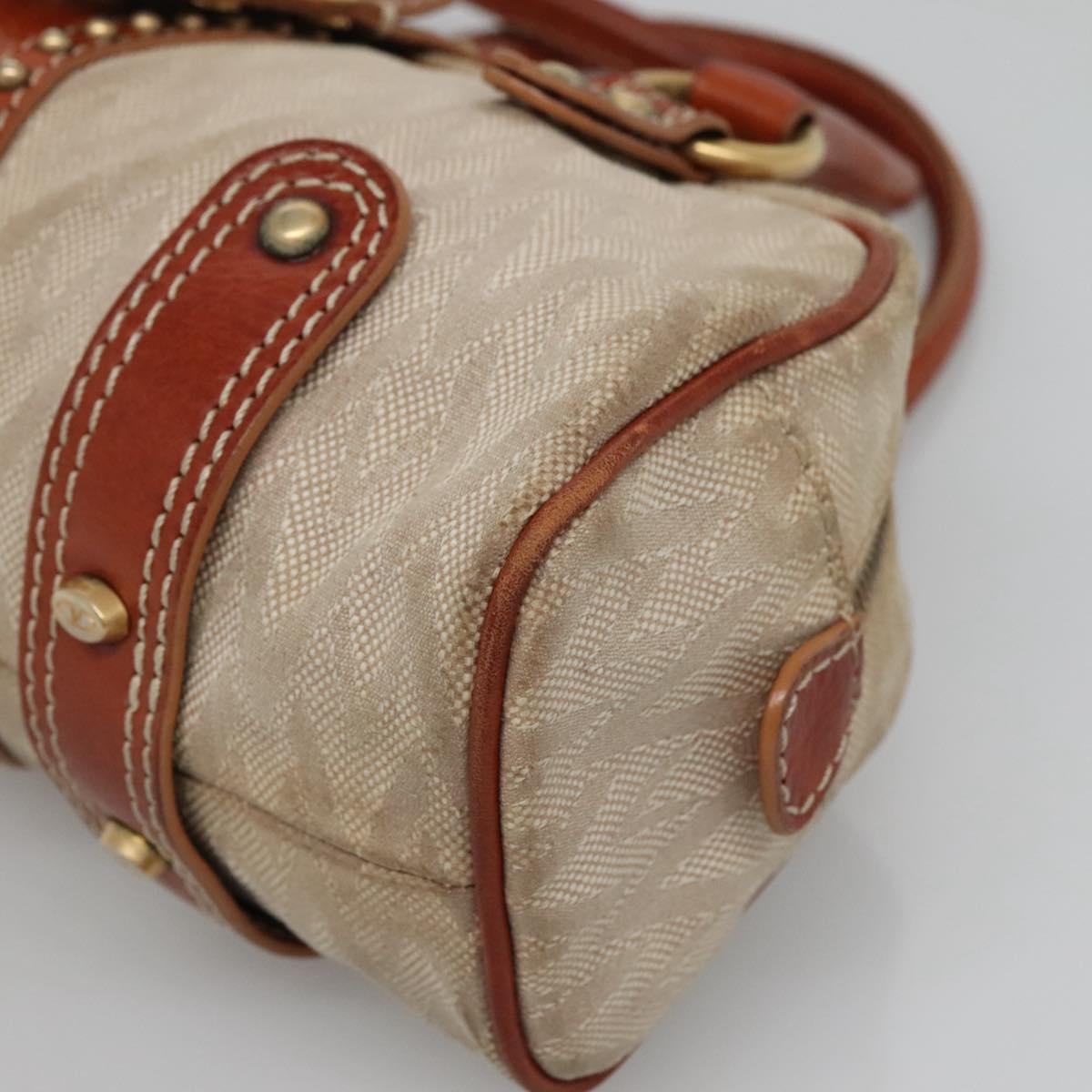 VALENTINO Hand Bag Canvas Gold Beige Auth 136492