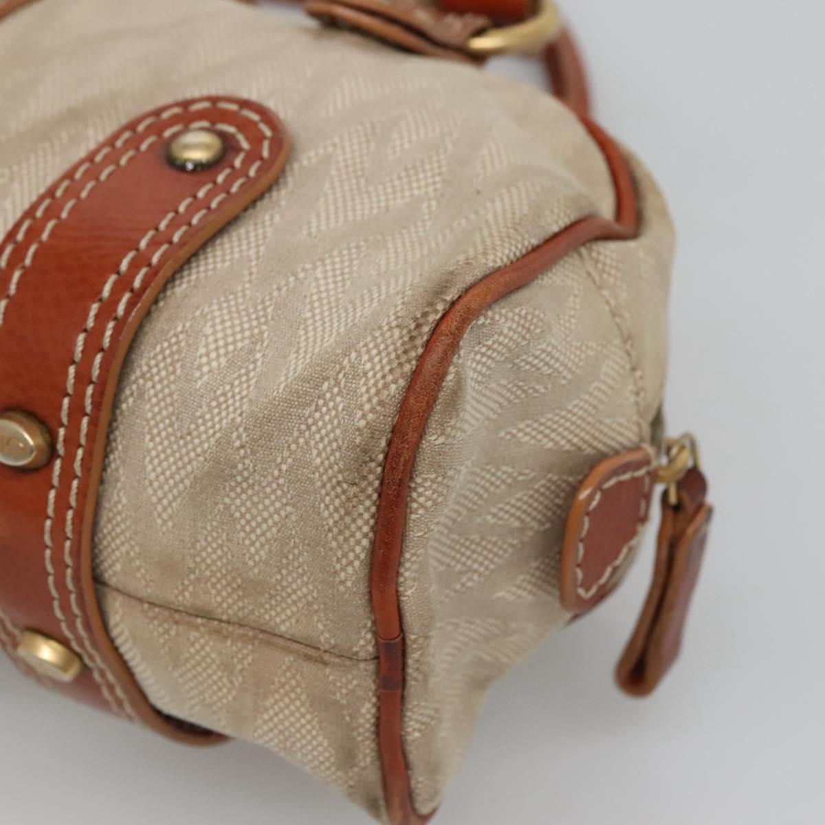 VALENTINO Hand Bag Canvas Gold Beige Auth 136492