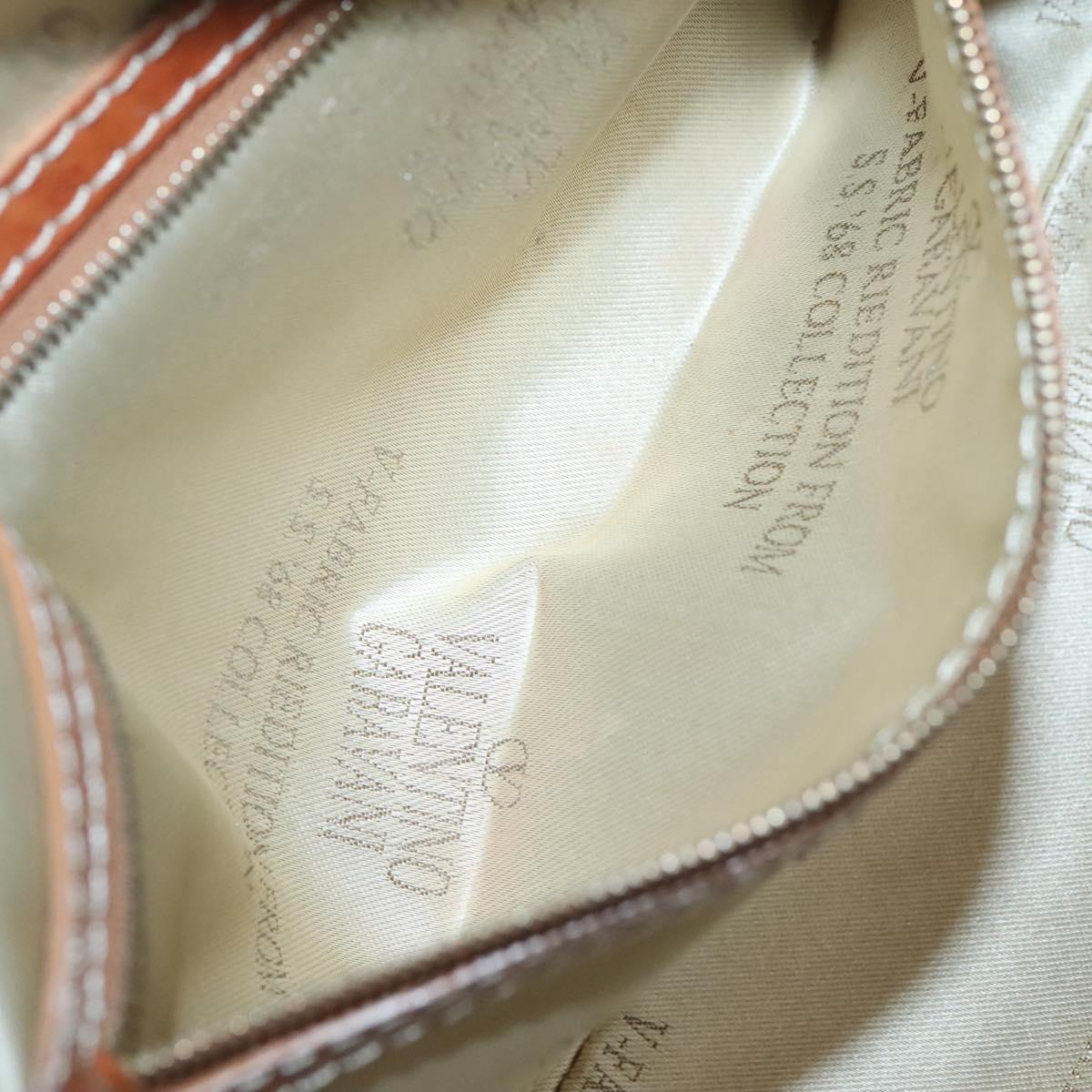 VALENTINO Hand Bag Canvas Gold Beige Auth 136492