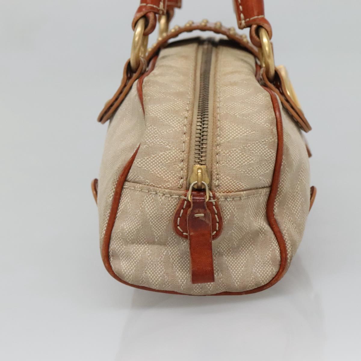 VALENTINO Hand Bag Canvas Gold Beige Auth 136492