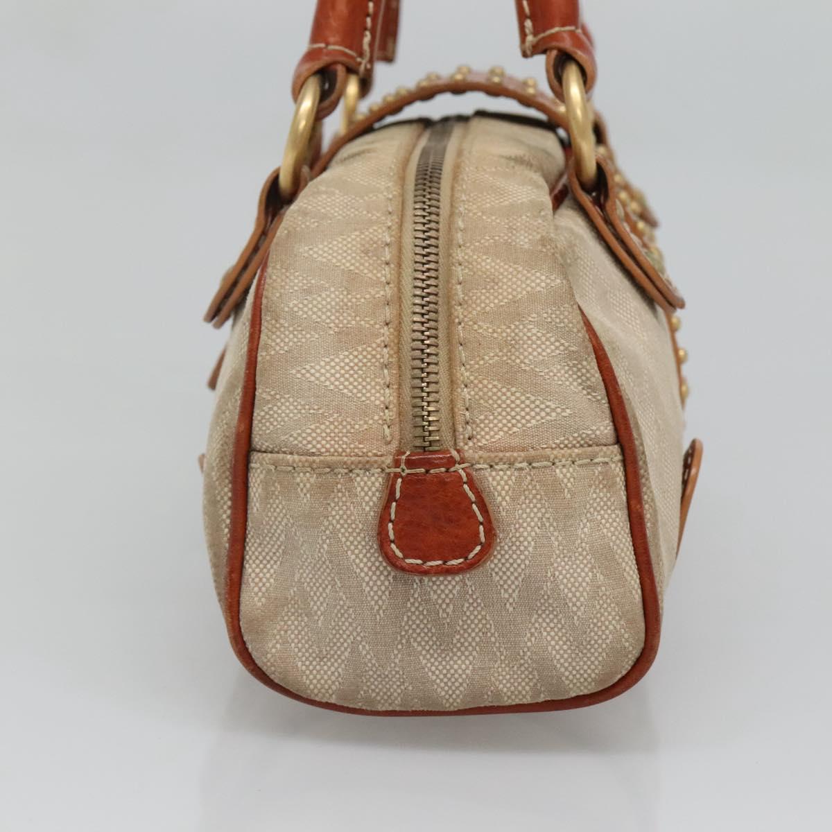 VALENTINO Hand Bag Canvas Gold Beige Auth 136492