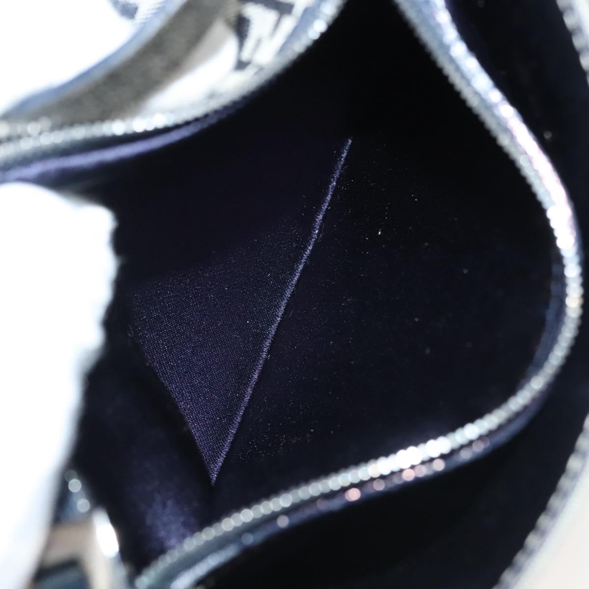 FENDI Zucchino Canvas Mamma Baguette Shoulder Bag Navy Silver Auth 136494