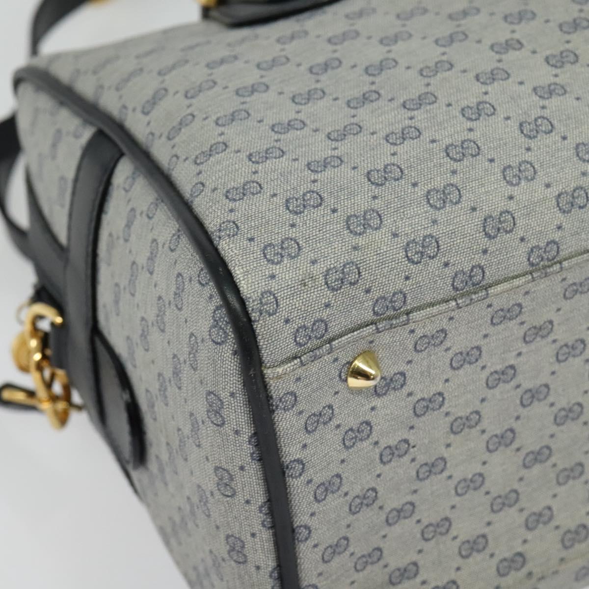 GUCCI Micro GG Supreme Hand Bag PVC 2way Navy Gold 002 904 0165 Auth 136497