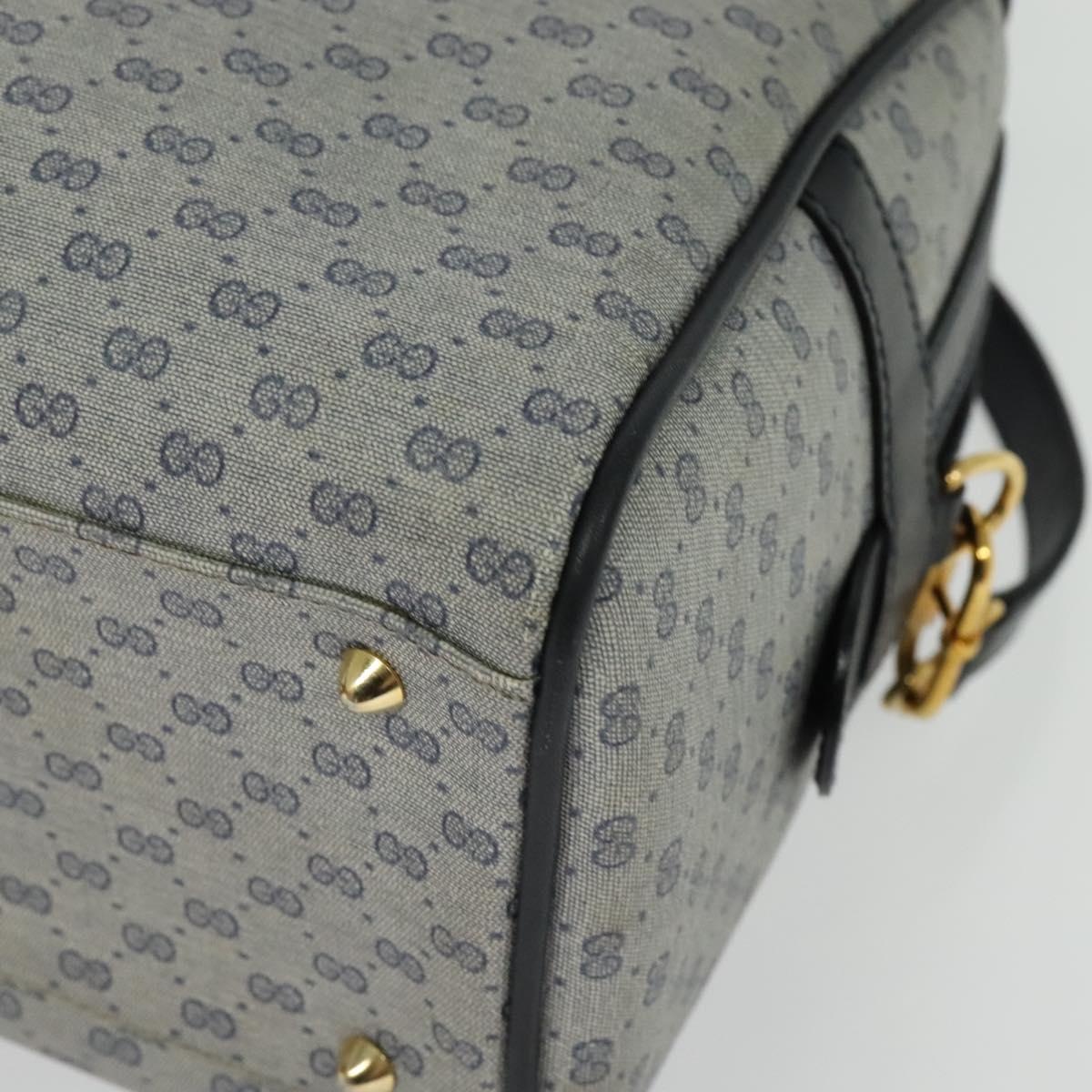 GUCCI Micro GG Supreme Hand Bag PVC 2way Navy Gold 002 904 0165 Auth 136497