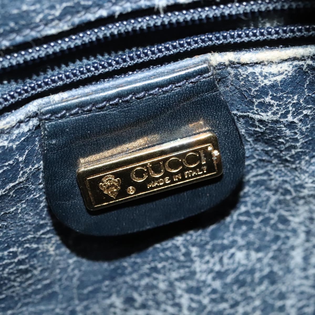 GUCCI Micro GG Supreme Hand Bag PVC 2way Navy Gold 002 904 0165 Auth 136497