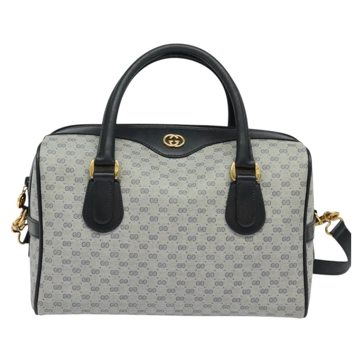 GUCCI Micro GG Supreme Hand Bag PVC 2way Navy Gold 002 904 0165 Auth 136497