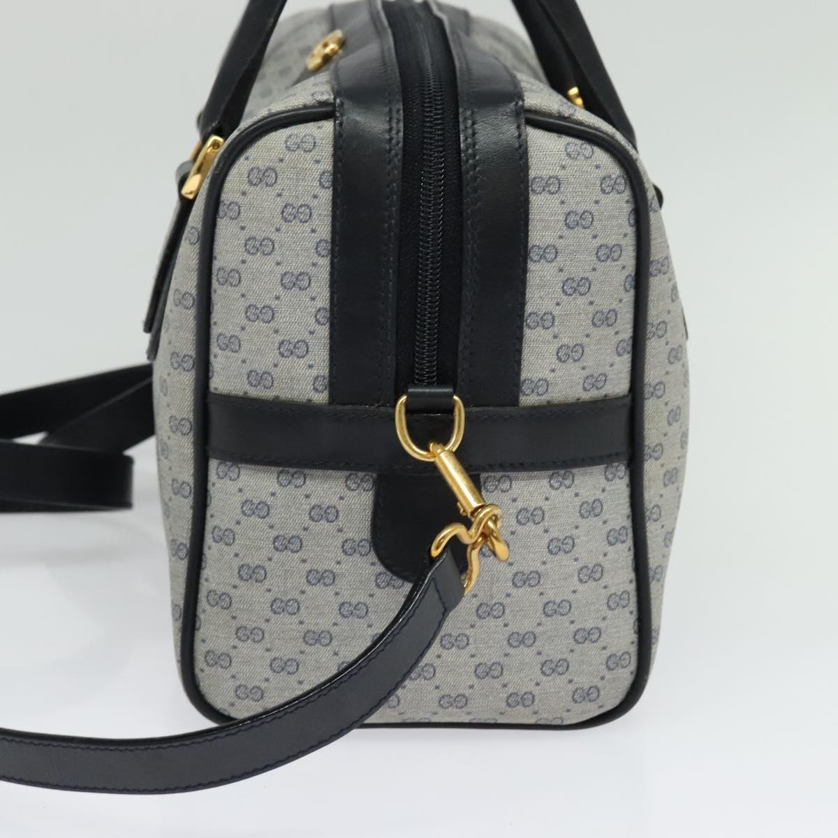 GUCCI Micro GG Supreme Hand Bag PVC 2way Navy Gold 002 904 0165 Auth 136497